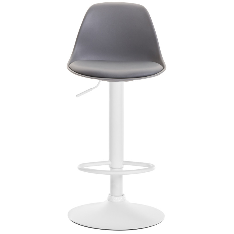 Tabouret de bar Kiel en cuir artificiel blanc gris