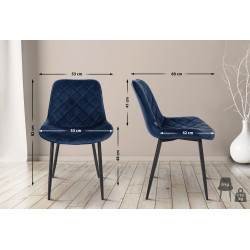 Ensemble de 4 chaises, velours Springs, bleues