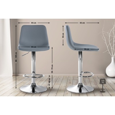 Lot de 2 tabourets de bar Divo simili cuir chromé