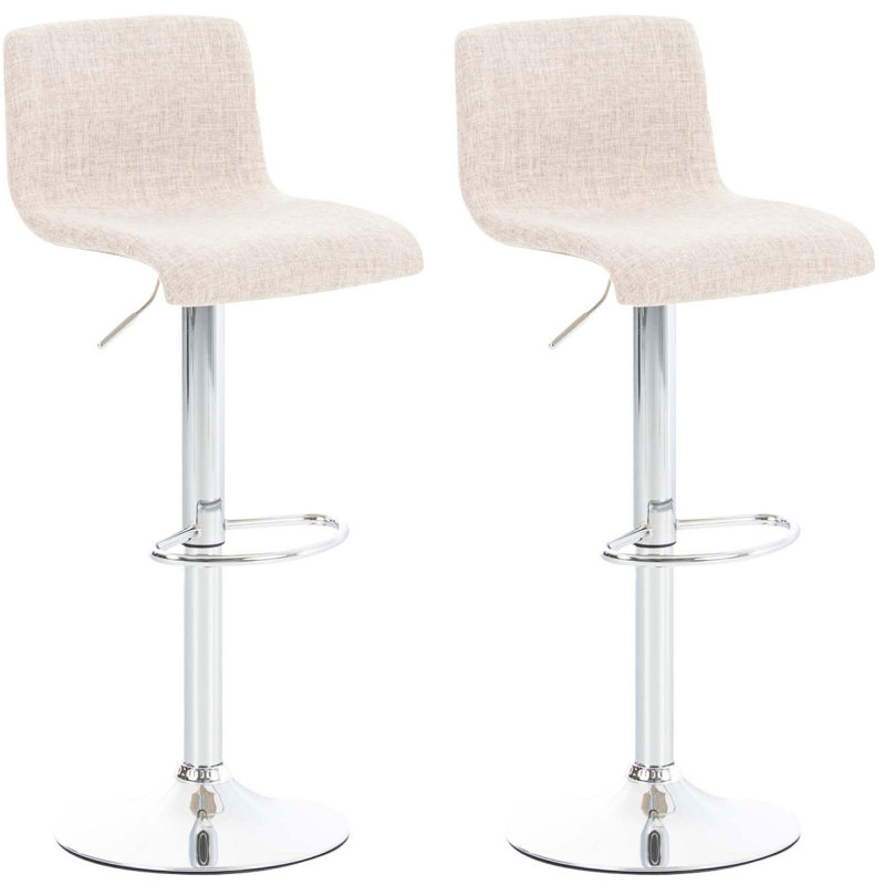 Lot de 2 tabourets de bar Hoover tissu chromé crème
