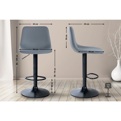 Lot de 2 tabourets de bar Divo simili cuir noir