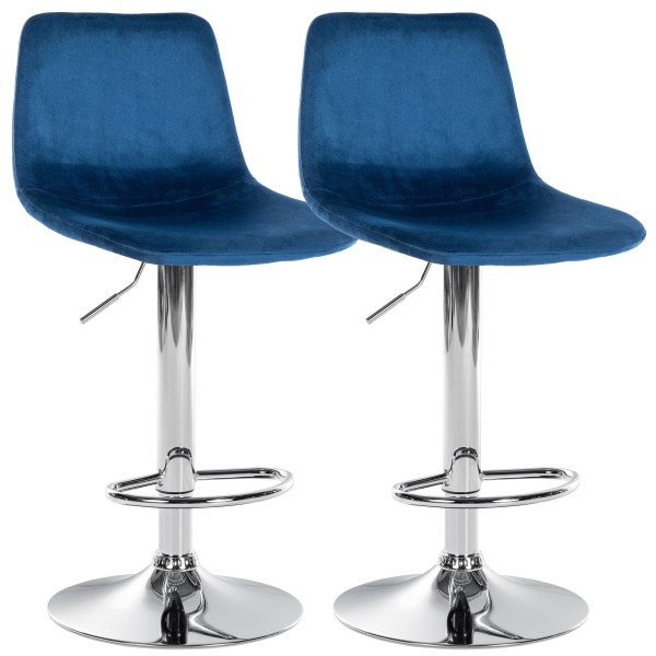 Lot de 2 tabourets de bar Divo velours chrome