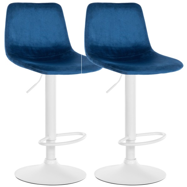 Lot de 2 tabourets de bar Divo velours blanc