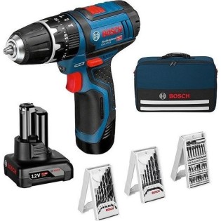 Perceuse-visseuse a percussion Bosch Professional GSB 12V-15 + 1 batterie 2,0Ah + 1 batterie 4,0Ah - 06019B690G