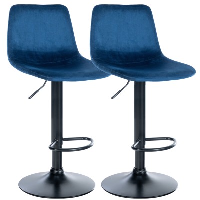 Lot de 2 tabourets de bar Divo velours noir