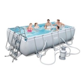 Kit Piscine hors sol tubulaire BESTWAY - Power Steel™ - 404 x 201 x 100 cm - Rectangulaire (Filtre a sable, échelle, diffuseur)