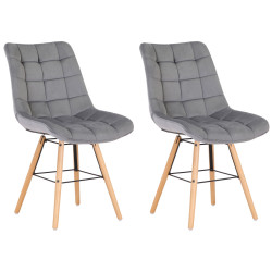 Ensemble de 2 chaises Leni en velours gris