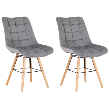Ensemble de 2 chaises Leni en velours gris