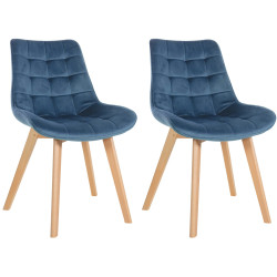 Ensemble de 2 chaises Brook en velours bleu