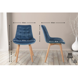 Ensemble de 2 chaises Brook en velours bleu