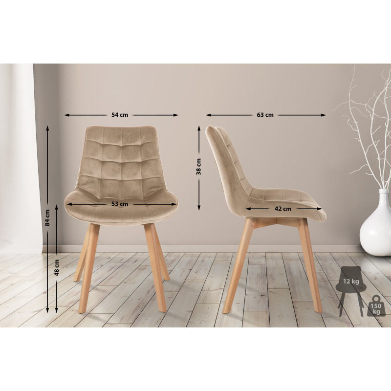Ensemble de 2 chaises Brook en velours marron