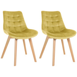 Ensemble de 2 chaises Brook en velours jaune