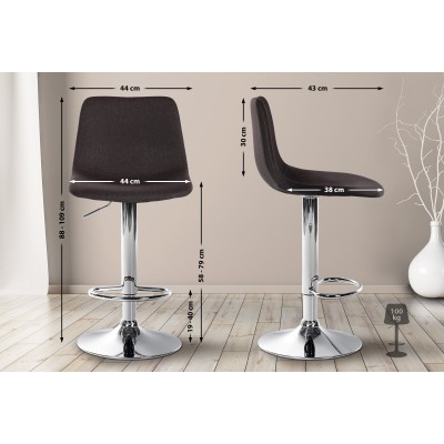 Lot de 2 tabourets de bar Divo tissu chrome