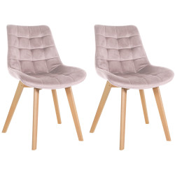 Ensemble de 2 chaises Brook en velours rose