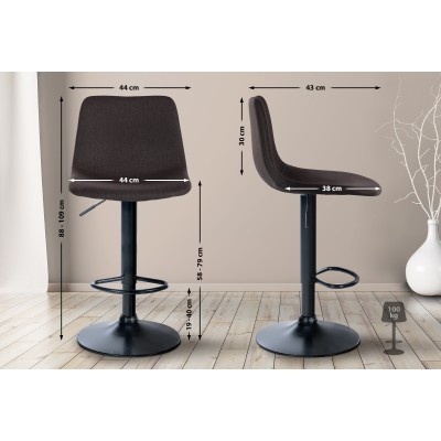 Lot de 2 tabourets de bar Divo tissu noir