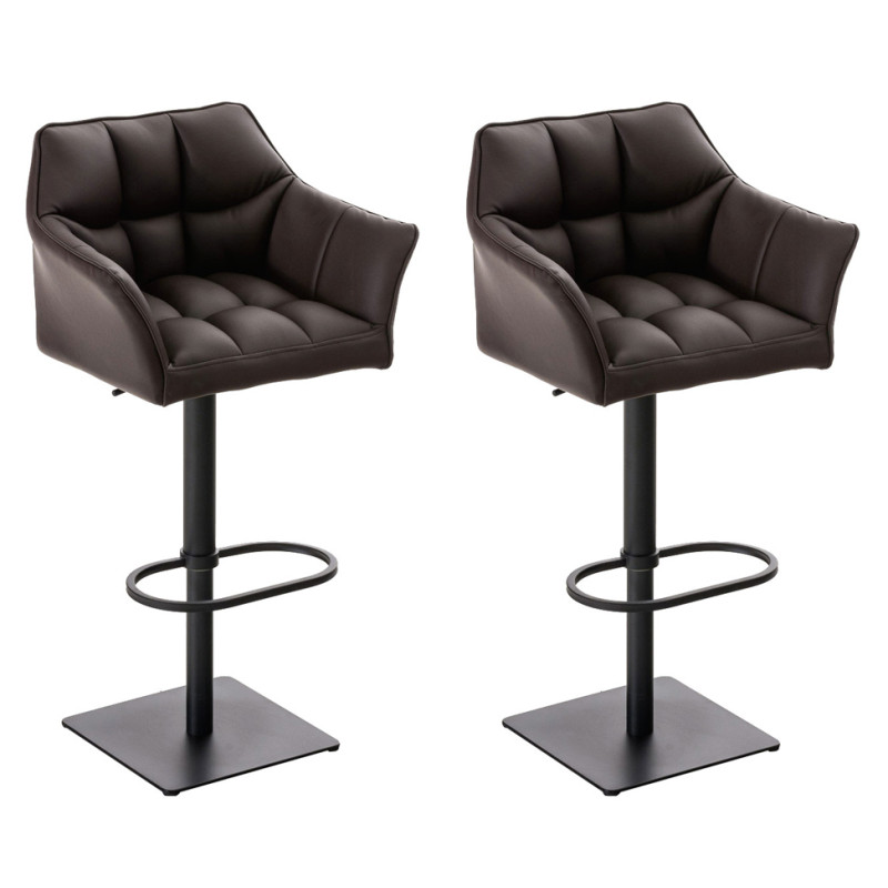 Lot de 2 tabourets de bar Damaso, simili cuir noir