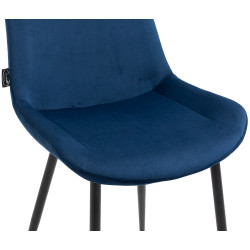 Ensemble de 4 chaises de salle à manger Victoria, velours, bleu