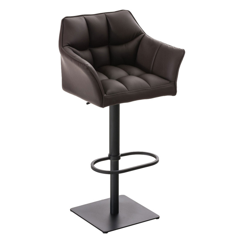Lot de 2 tabourets de bar Damaso, simili cuir noir