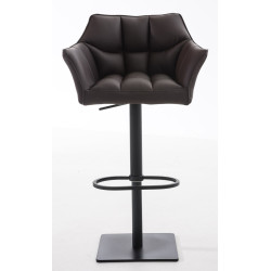 Lot de 2 tabourets de bar Damaso, simili cuir noir