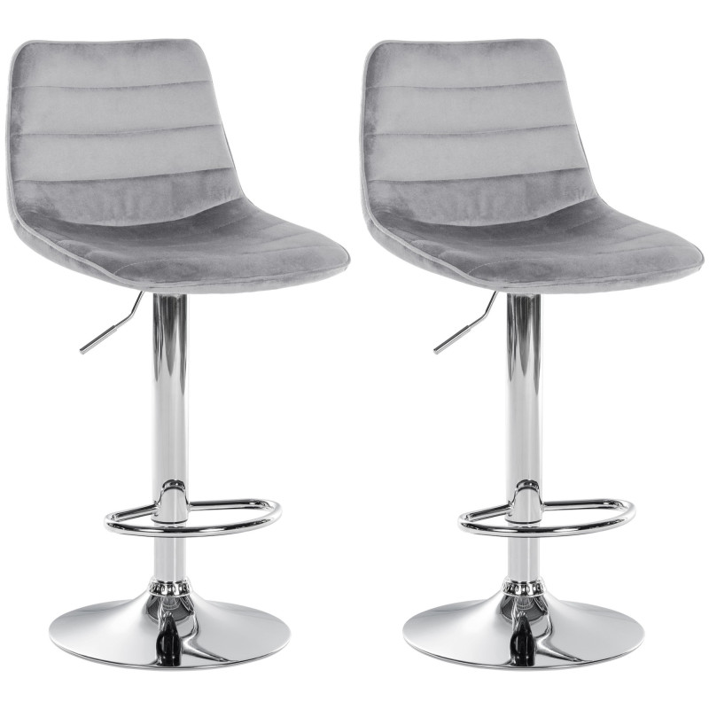 Lot de 2 tabourets de bar Lex velours gris chrome