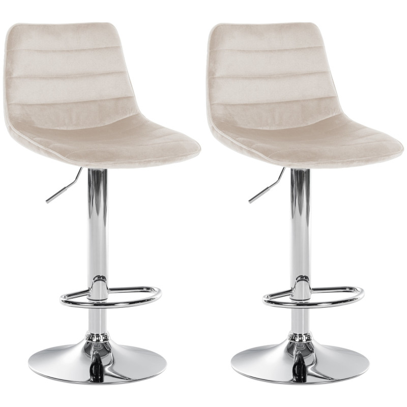 Set di 2 sgabelli da bar Lex in velluto cromato color crema
