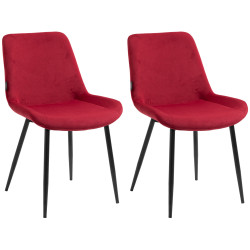 Ensemble de 2 chaises de salle à manger Victoria, velours, rouge