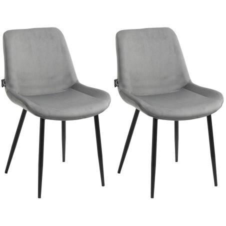 Ensemble de 2 chaises de salle à manger Victoria, velours gris