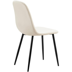 Chaise de salle à manger Baxter en velours blanc crème