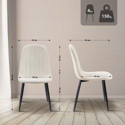 Chaise de salle à manger Baxter en velours blanc crème