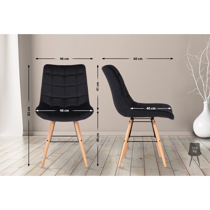 Ensemble de 2 chaises Leni en velours noir