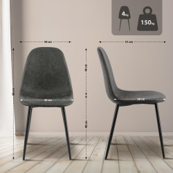 Ensemble de 4 chaises de salle à manger Napier, similicuir, noires