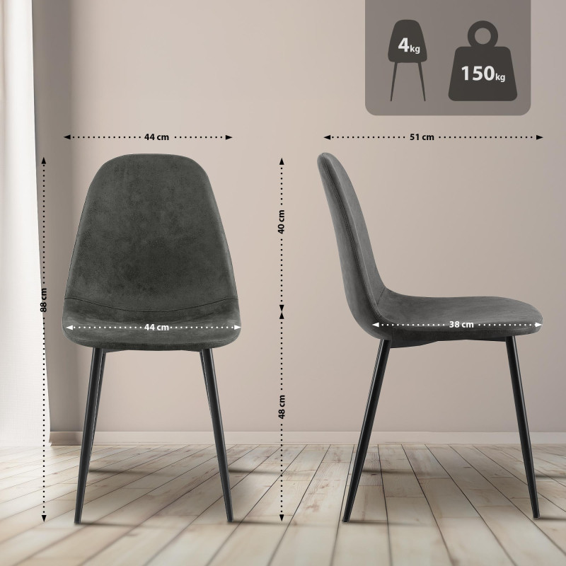 Ensemble de 4 chaises de salle à manger Napier, similicuir, noires