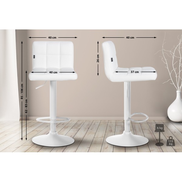 Lot de 4 tabourets de bar Feni simili cuir blanc