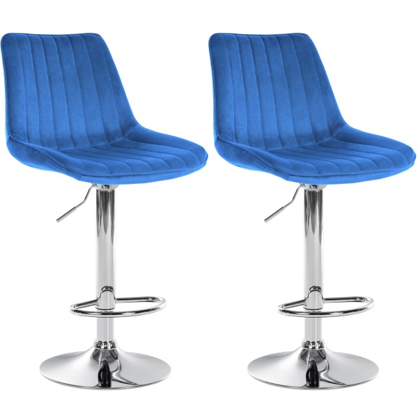 Lot de 2 tabourets de bar Toni velours chrome