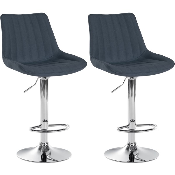 Lot de 2 tabourets de bar Toni tissu chrome