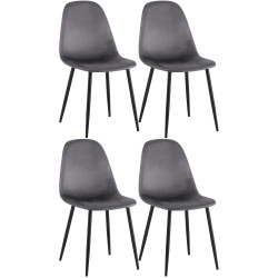 Ensemble de 4 chaises de salle à manger Napier en velours gris foncé