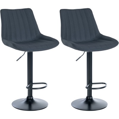 Lot de 2 tabourets de bar Toni tissu noir