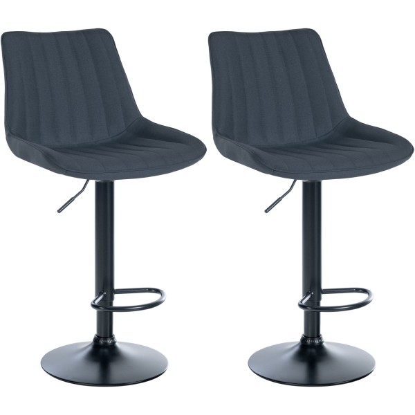 Lot de 2 tabourets de bar Toni tissu noir