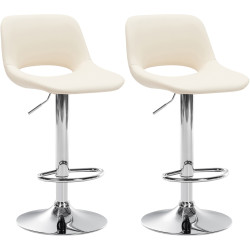 Lot de 2 tabourets de bar Camden, simili cuir, chrome et crème