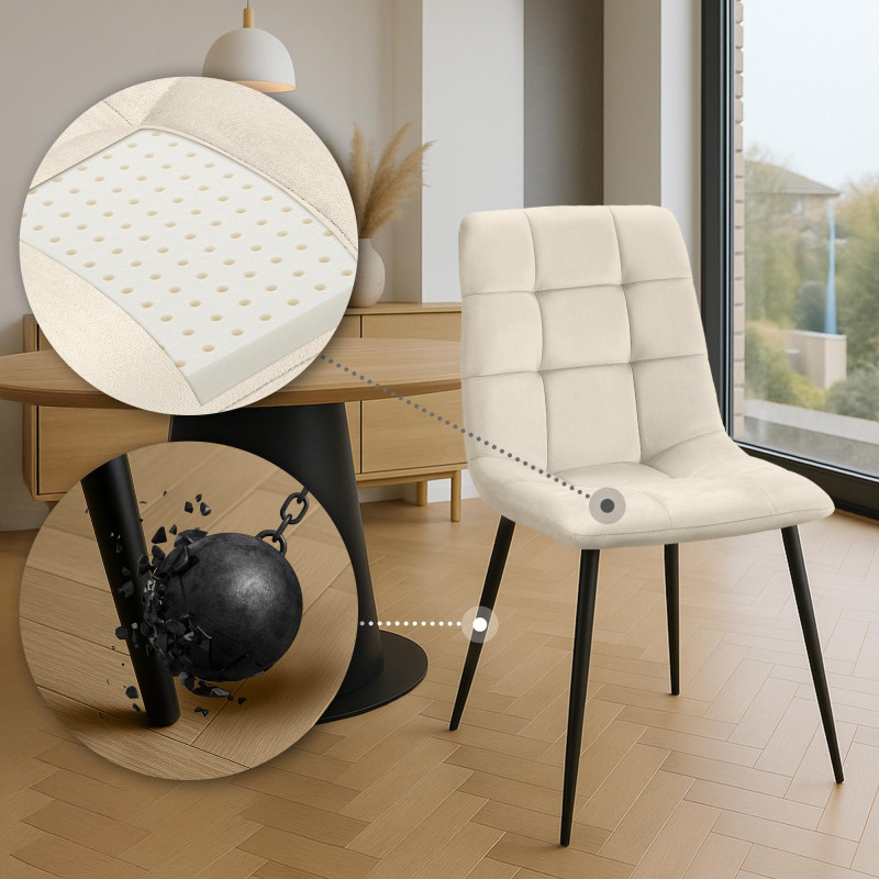 Ensemble de 4 chaises de salle à manger couleur crème Antibes