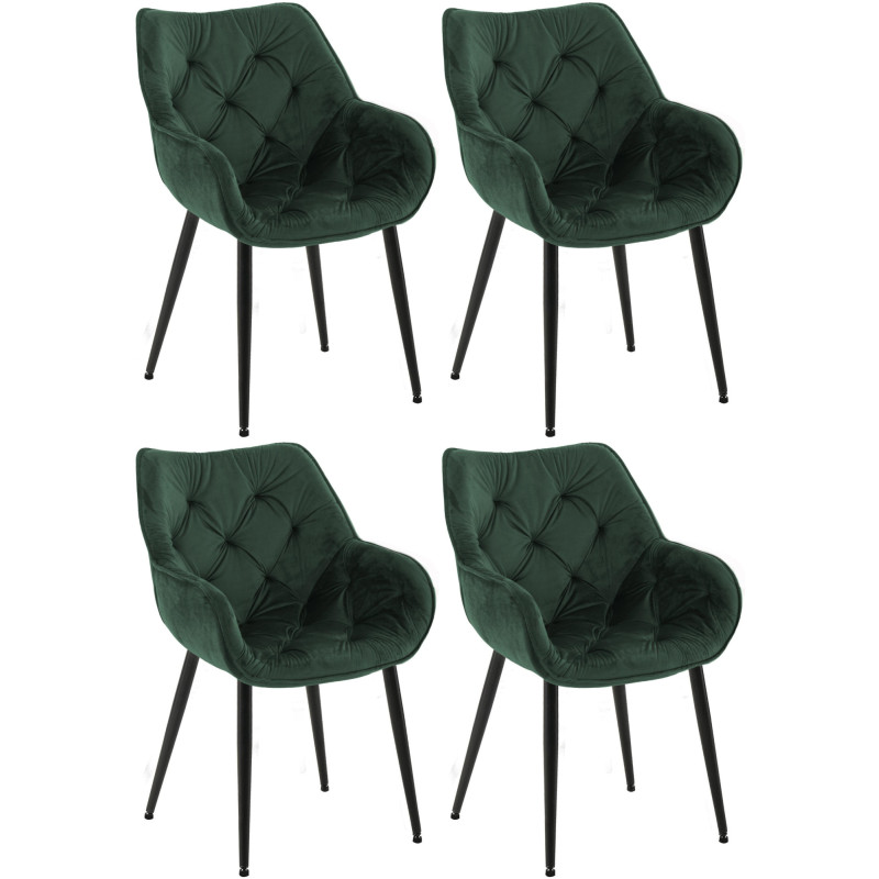 Ensemble de 4 chaises Tanna en velours vert