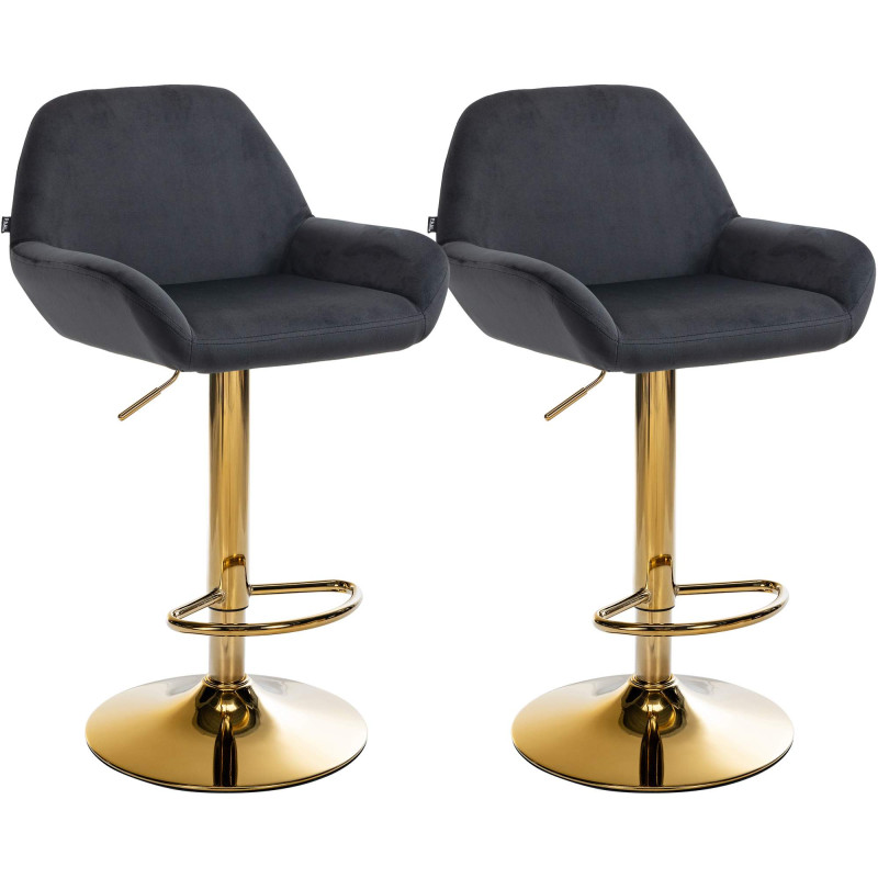 Lot de 2 tabourets de bar Braga Gold Velvet Noir