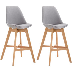 Lot de 2 tabourets de bar Cannes tissu natura gris