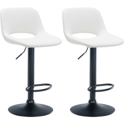 Lot de 2 tabourets de bar Camden, simili cuir, noir et blanc