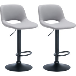 Lot de 2 tabourets de bar Camden, simili cuir, noir et gris