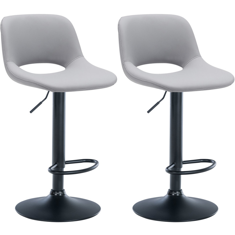 Lot de 2 tabourets de bar Camden, simili cuir, noir et gris