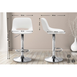 Lot de 2 tabourets de bar Camden, simili cuir, chrome et blanc
