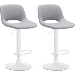 Lot de 2 tabourets de bar Camden, simili cuir, blanc/gris