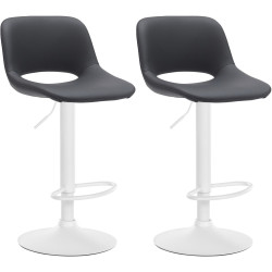 Lot de 2 tabourets de bar Camden, simili cuir, blanc/noir