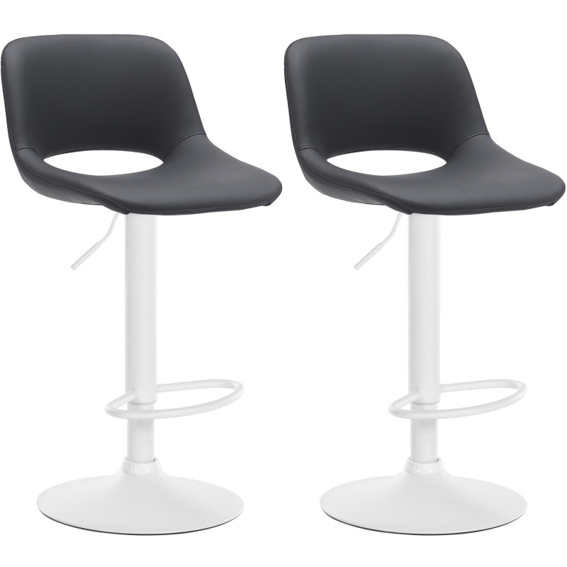 Lot de 2 tabourets de bar Camden, simili cuir, blanc/noir